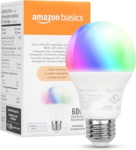 Amazon Basics Bombillo Inteligente Wi-Fi Multicolor Funciona Solo con Alexa