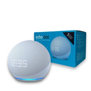Amazon Echo Dot 5 Con Reloj Altavoz Inteligente Bluetooth con Alexa Sonido Potente Azul Nube