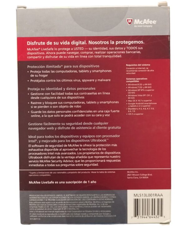 Antivirus Mcafee LiveSafe Dispositivos Ilimitados 1 Año Caja Fisica - Imagen 5