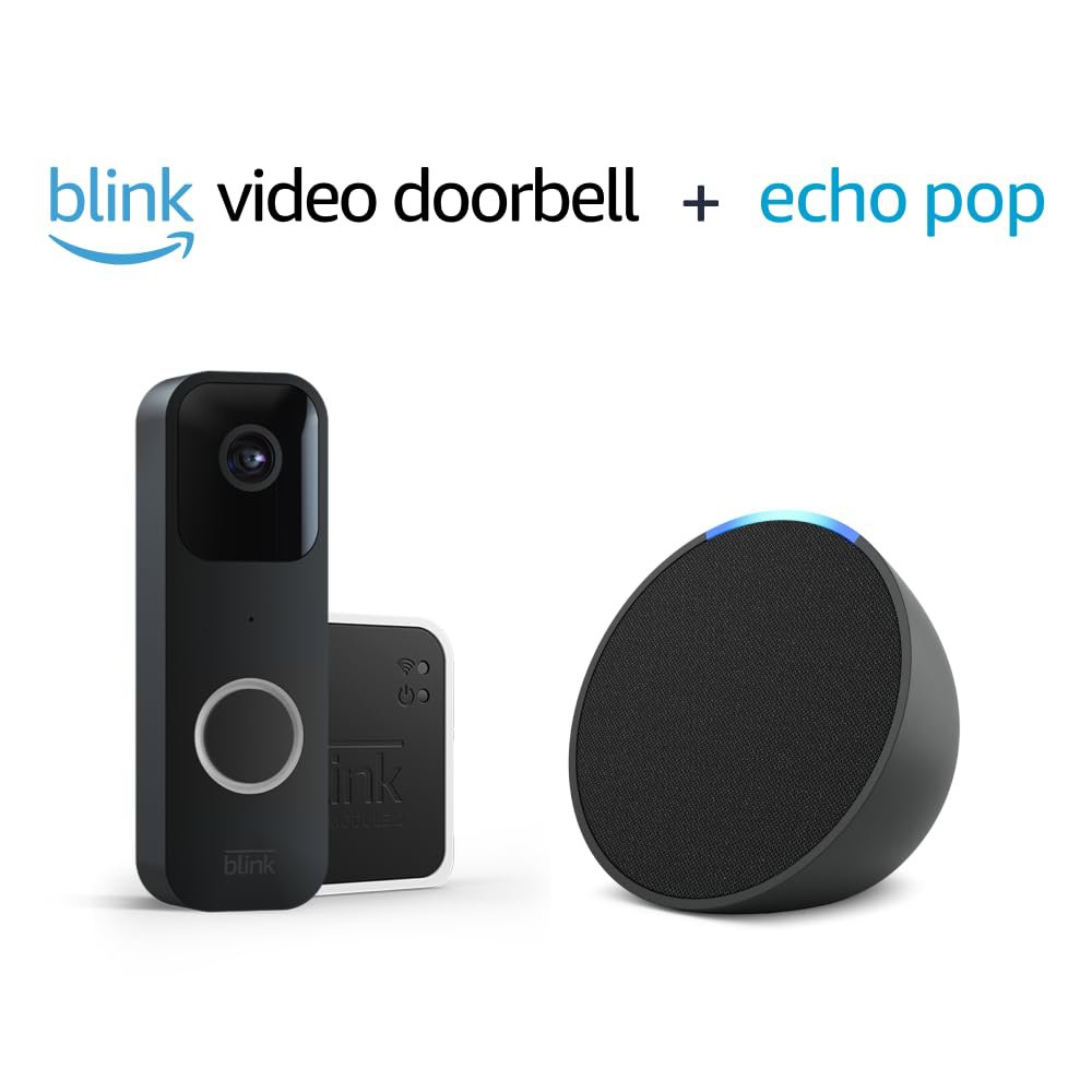Blink Timbre Inteligente + Amazon Echo Pop Alexa Asistente Inteligente Negro
